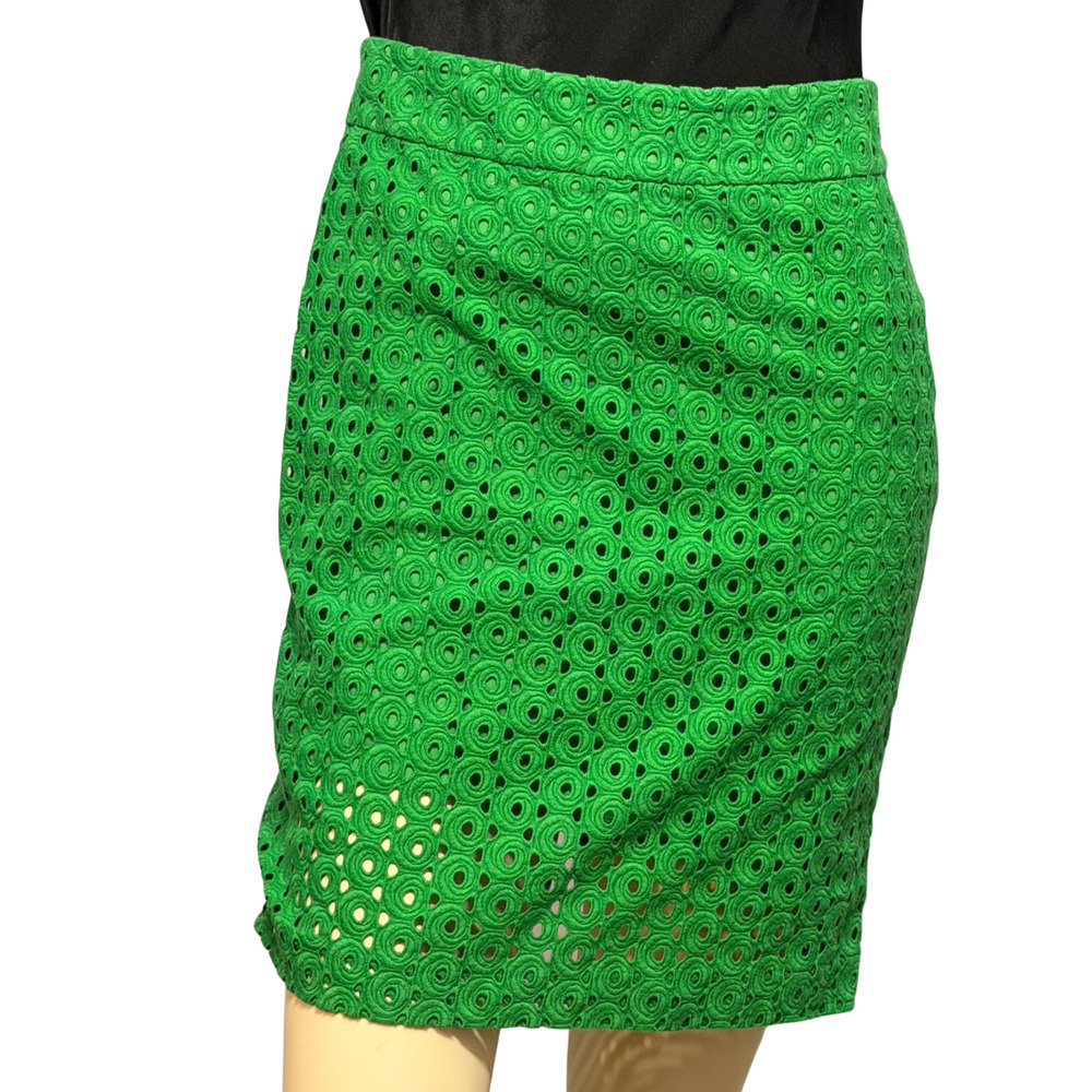 Talbots Sz 6P 20"L x 30"W Petite Green Eyelet Pencil Skirt 20"L Lined Office